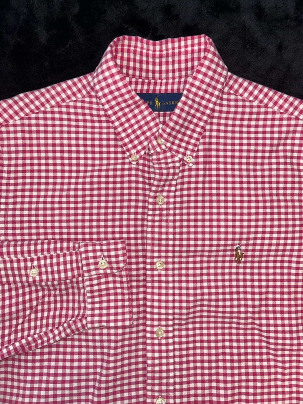 Ralph Lauren Medium Pink White Gingham Check Button Down L/S Shirt New Easter